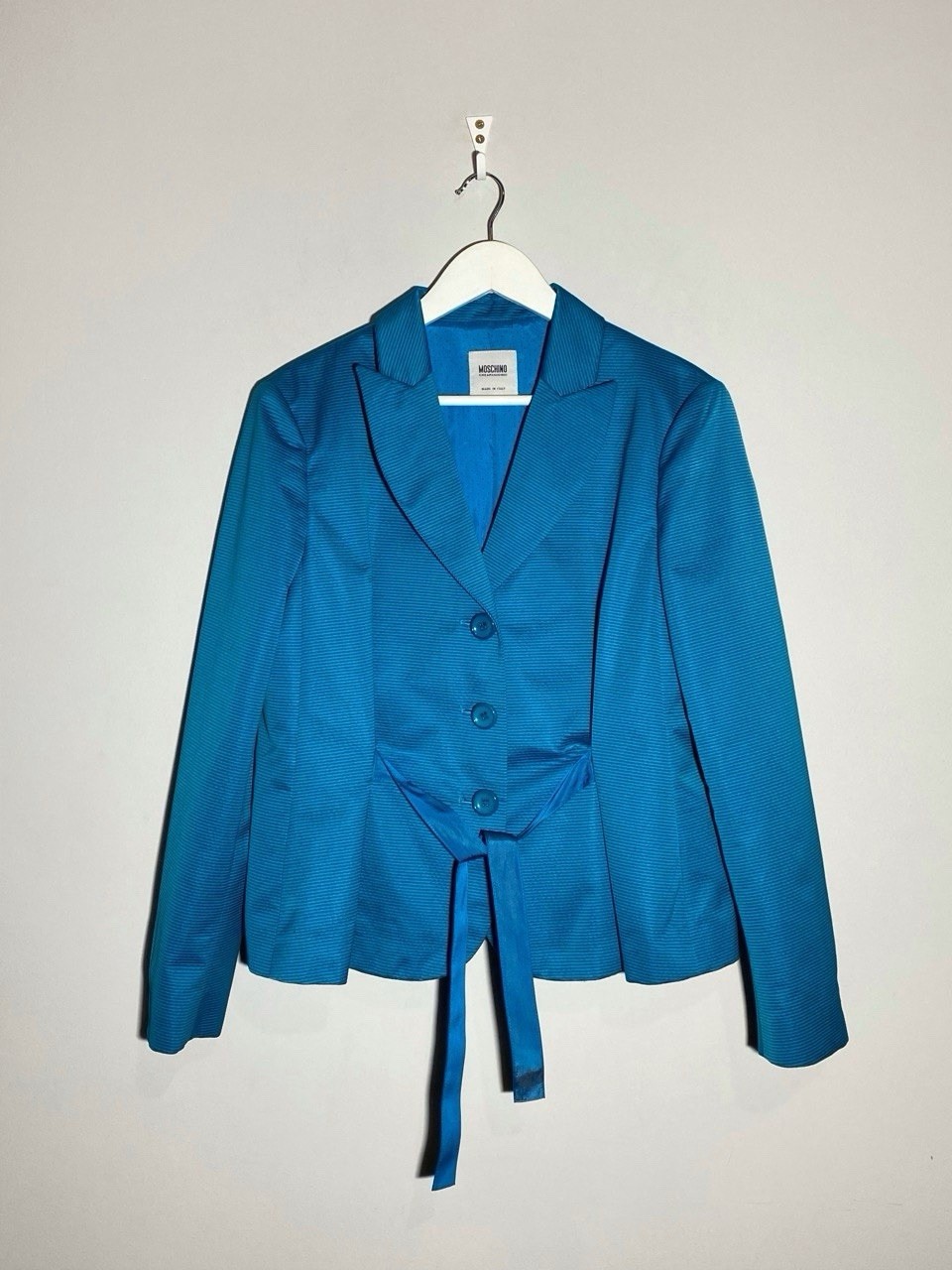 Moschino Cheap And Chic Striped Belted Blue Blazer Jacket Women’s Size 14 US
