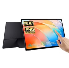 15.6'' Portable Monitor Touchscreen, FHD IPS Touch Screen with Tempered Glass, T