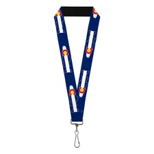 Buckle-Down Lanyard - Colorado Accessory, Colorado Trout Flag/Snowy Mountains Bl