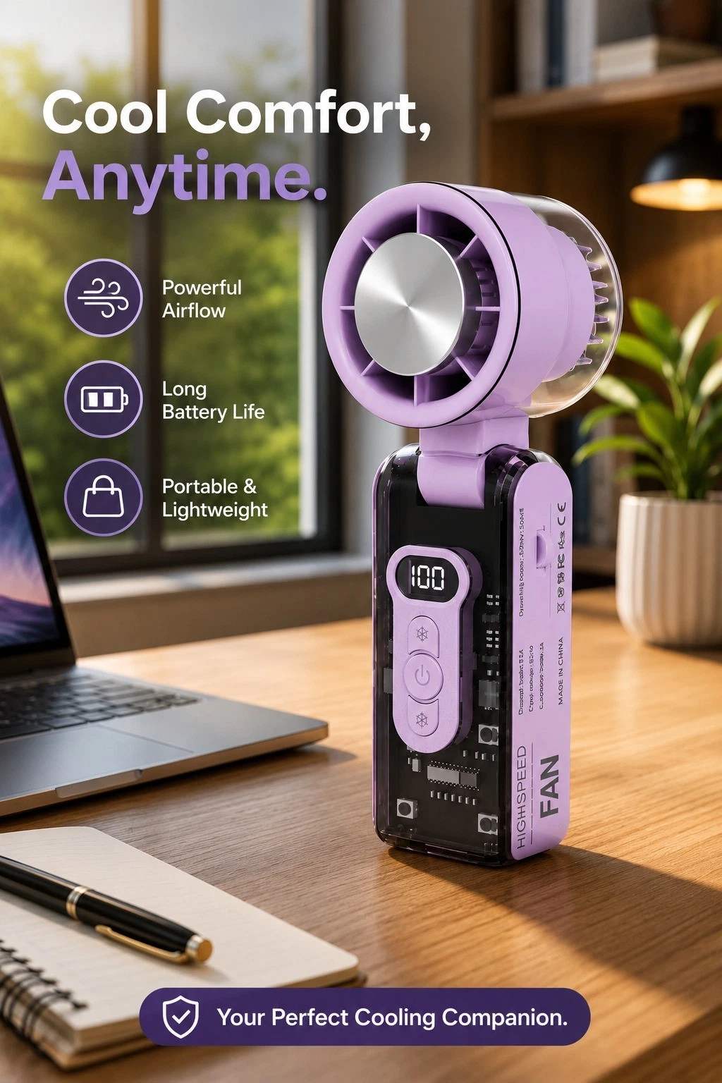 Mini Hand-Held Fan Portable Desk Fan Cooler Cooling USB Rechargeable -2026 UK - Picture 5 of 8