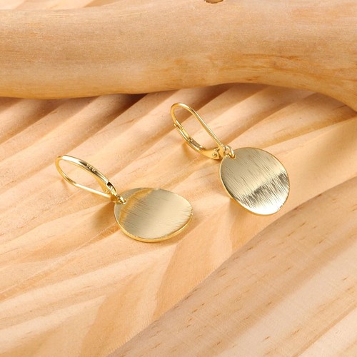 14K Gold Dangle Earrings for Women,Lightweight Circle Disc Coin A-14K - Picture 4 of 7