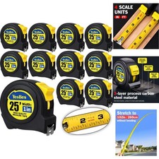 10 Pack 25 FT Tape Measure with 1/8 Fractions Easy Read Retractable Bulk Set
