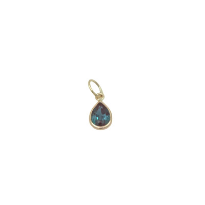 Alexandrit (Laborgefertigt) Charm 6x4 Birne handgefertigt in 14k Gelbgold 0,50 ctw