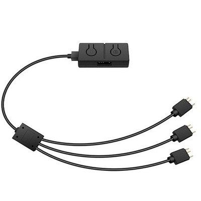 2X(5V/3pin ADD-RGB zu 12V/4PIN Adapter mit 3-Wege-Splitter 5V ARGB zu 12V R7201