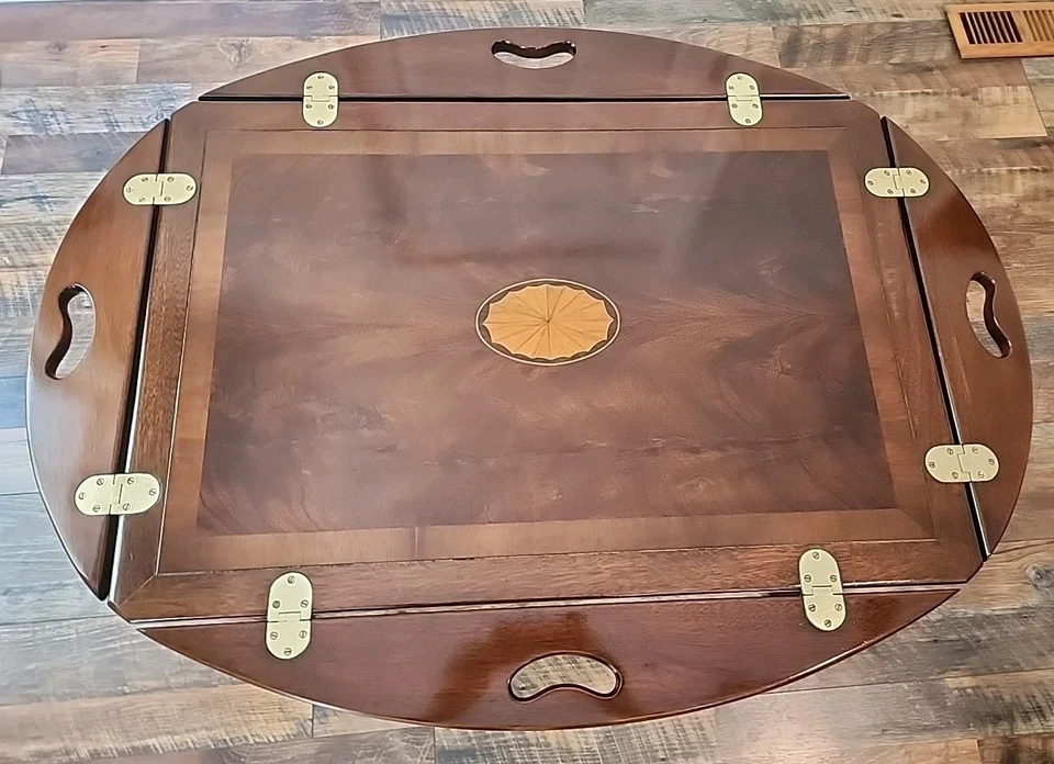 Vintage Mid Century Modern Hekman Mahogany Butler Tray Table EXCELLENT ! - Image 2 of 4