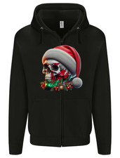 Wales Christmas Skull Xmas Welsh Flag Rugby Mens Zip Up Hoodie