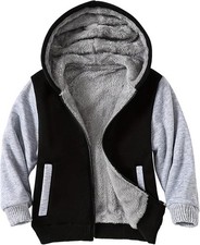 Kids Zip-Up Hooded for Boys Sherpa Lined Jacket Winter Outdoor warm coat 5-6Y