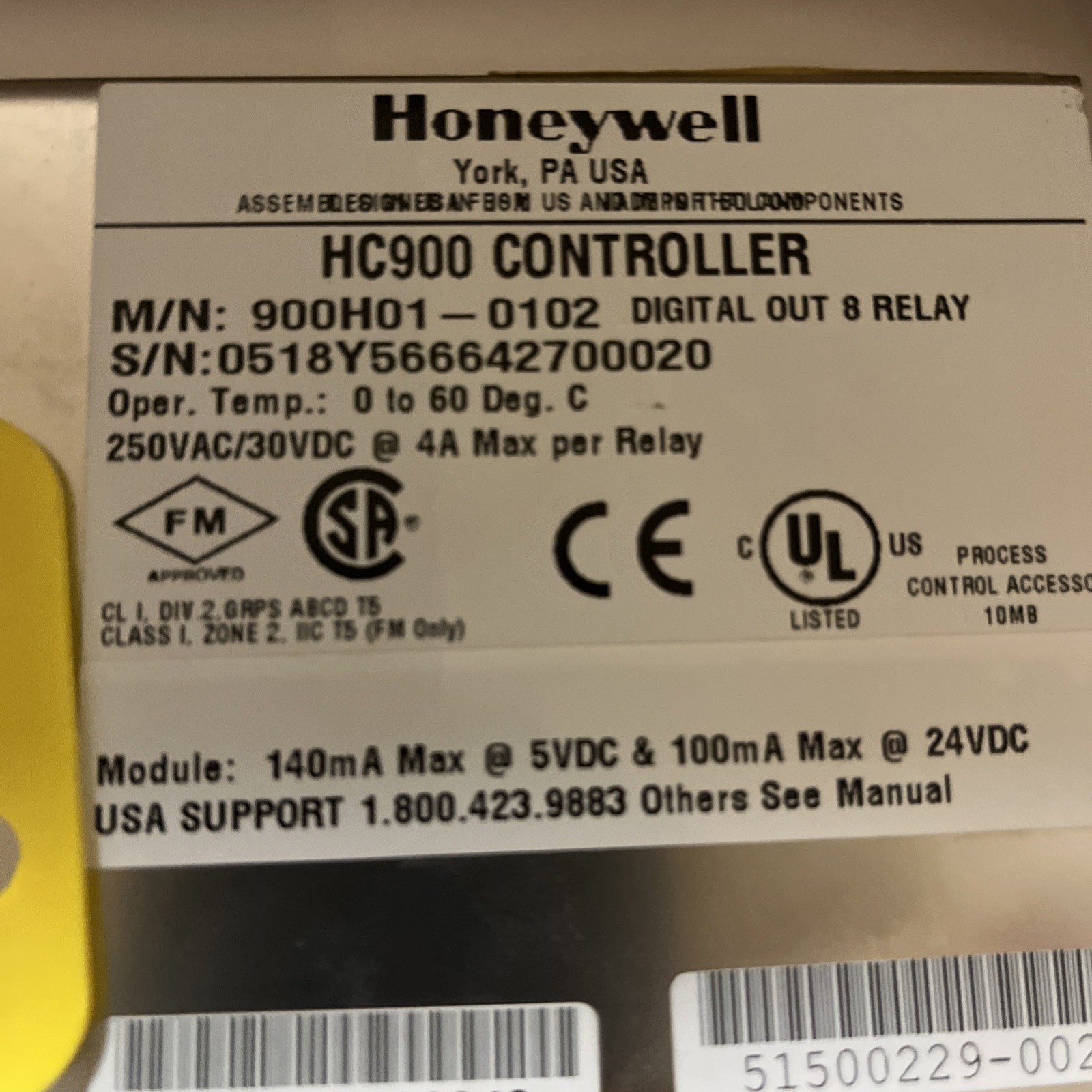 One HONEYWELL HC900 900H01-0102 PLC module Used