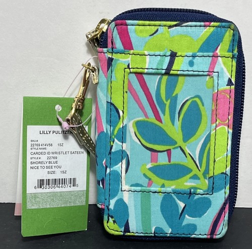 NWT Lilly Pulitzer Shorely Blue Nice To See You Carded ID Wristlet Wallet Coin - Picture 2 of 10