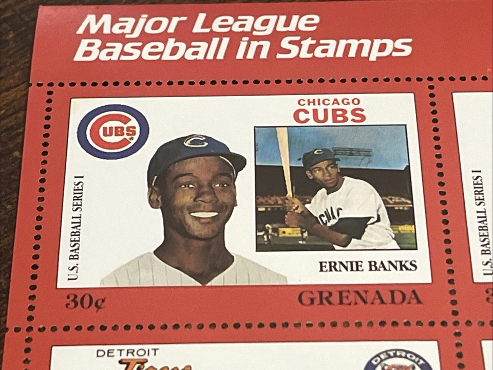 9 estampillas de jugadores de béisbol de Grandes Ligas de 1980 coleccionables de Granada Foto 2 de 4