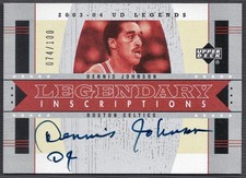 2003-04 UD Legends Dennis Johnson Auto Legendary Inscrptions DJ Nickname 074/100
