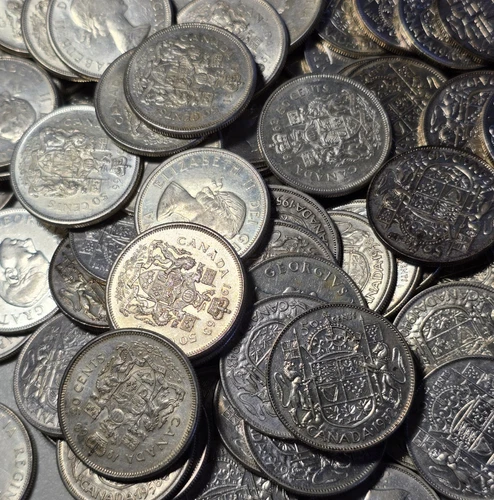 Roll of 20 $10 Face 80% Silver Canadian Half Dollars Bullion Coin Lot A958