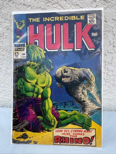 Incredible Hulk #104 “Here Comes The Rhino!” 1968 Silver Age Marvel Comics *Read - Picture 1 of 6