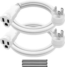 2 Pack Power Extension Cord 3Ft/36Inch, 3 Prong Electric Extension Cable Single 