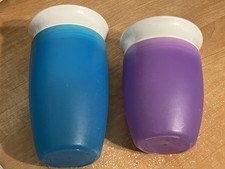 LOT of 2 Munchkin 2014 Miracle 360 Sippy 7 10 oz Training Child Cups Blue Purple