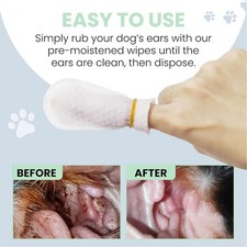 Odor Control Dog Ear Wipes Finger Pads 70 Count Wax Removal Tool
