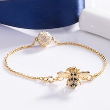 Bracciale donna chiusura magnetica invisibile ape cristallo Swarovski oro, elemento
