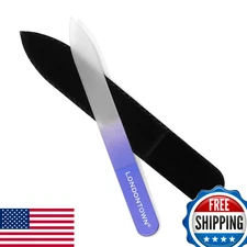 LONDONTOWN Lilac Double-Sided Glass Nail File & Care Tool, Professional Grit