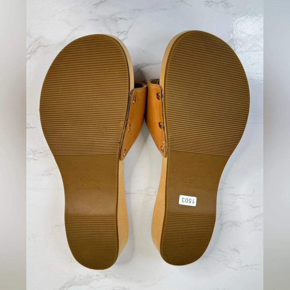 Zueco con hebilla vintage talla superior de cuero mula deslizable madera original Dr. Scholl's Foto 4 de 4
