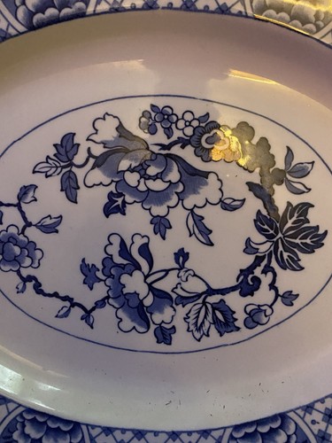 wood sons england Stanley Blue Oval Platter - Picture 2 of 3