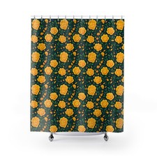 Vibrant Floral Shower Curtain, Yellow Roses Home Decor, Bathroom