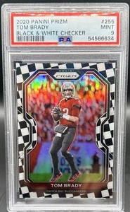 2020 Panini Prizm #255 Tom Brady Black & White Checker Graded PSA 9 Case Hit SSP
