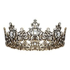 Sweetv Jeweled Baroque Queen Crown For Women - Rhinestone Wedding Tiaras And