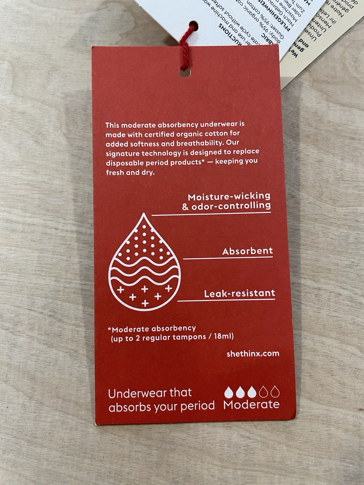 Thinx Brief Moderate Period Menstrual Underwear Panties Organic Cotton Sz XS