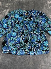 Ruby Rd. Womens Blue & Black Floral Button-Fr...