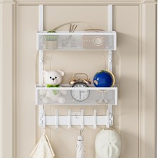 Over The Door Hooks Storage with 2 Mesh Baskets for Bathroom Bedroom Kitchen