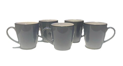 Set Of 5  Sango Nova Blue Coffee Tea Mugs 10oz Cups Excellent Condition.