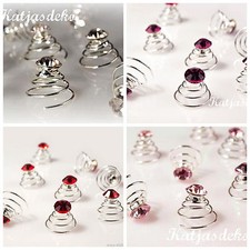 6 Haarspiralen Curlies Haarschmuck Strass Feinschliff  Farbwahl Hochzeit 