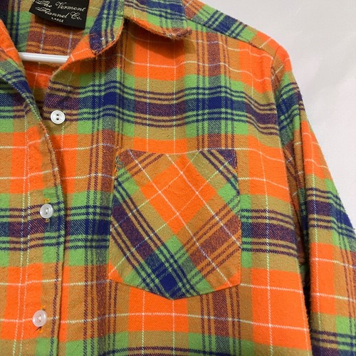Vermont Flannel Company Youth Large Orange Blue Green Plaid Long Sleeve Shirt - Picture 4 of 7