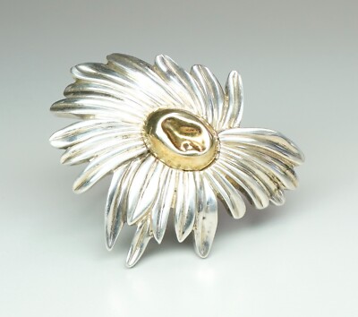 Vtg Sterling Silver 14K Gold Accent Peter Brams Designs Brooch AS IS 27 Grams