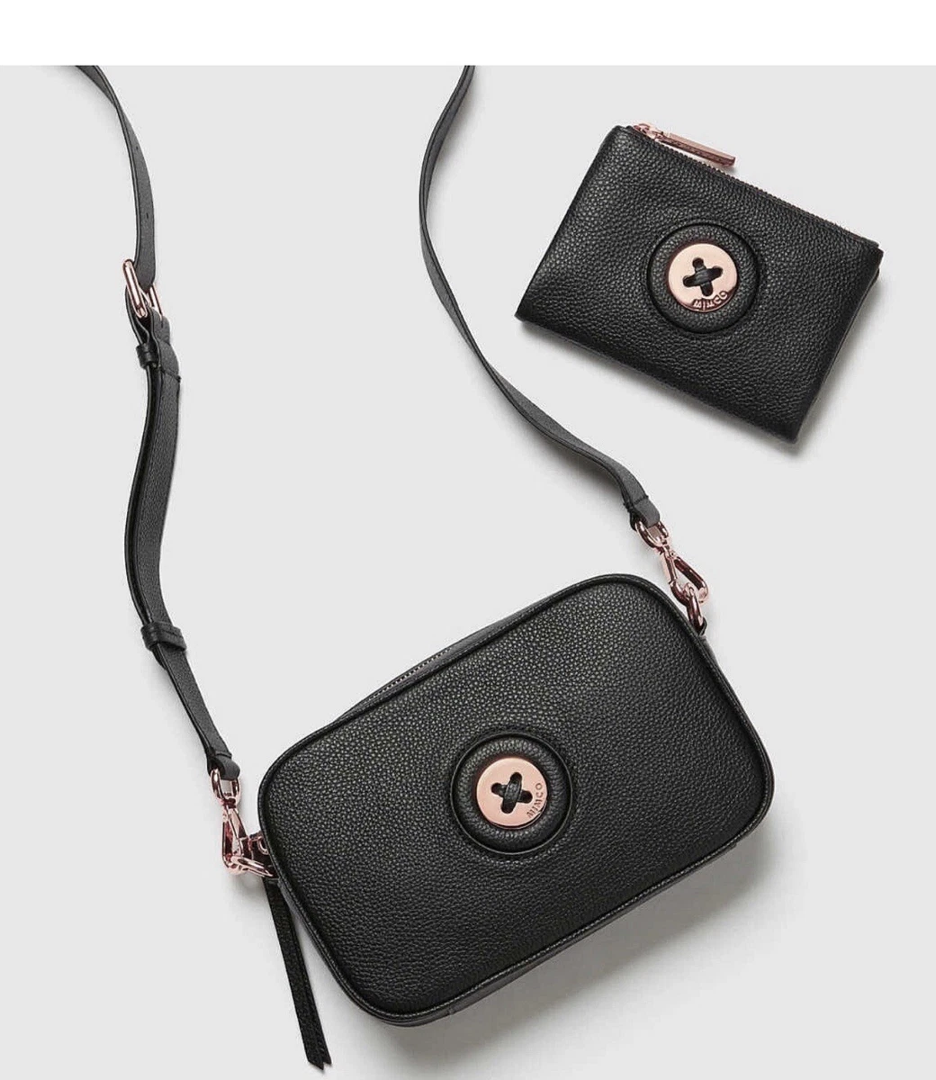 Mimco black and 2025 rose gold bag