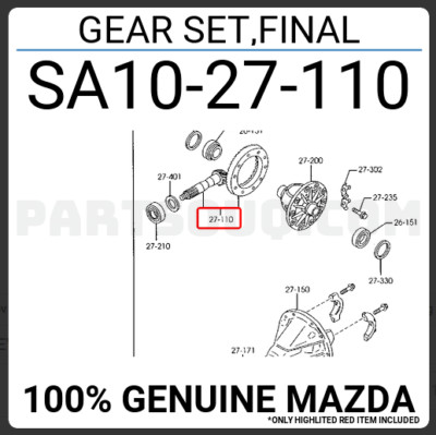 Mazda B2500 Ring  and Pinion SA1027110 4.44  Ratio