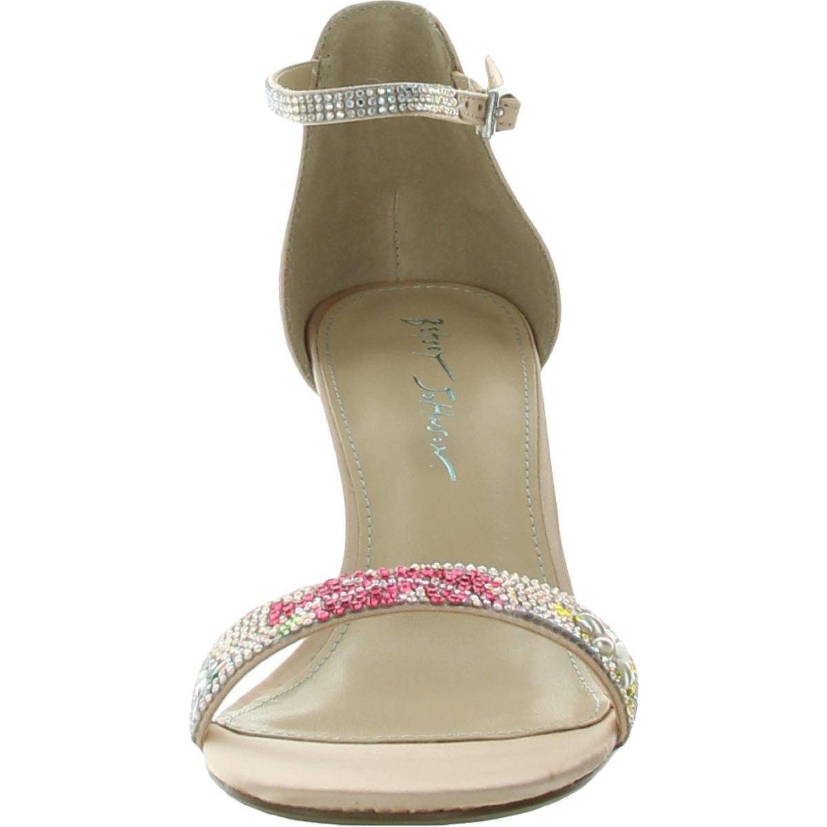 Betsey Johnson Womens Debie Silver Heel Sandals Shoes 7 Medium (B,M