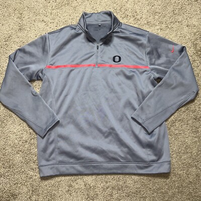 Men's Nike Golf Tour Performance Size Large Gray 1/4 Zip Oregon Ducks