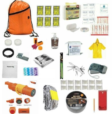 3 Day Emergency Earthquake Disaster Kit Food Water Whistle Bag Sack Pack 72 Hour