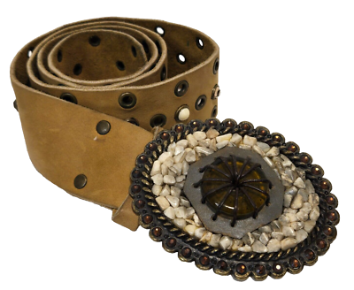 Leatherock Leather Belt Medium Western Rhinestones Studs  display picture 1