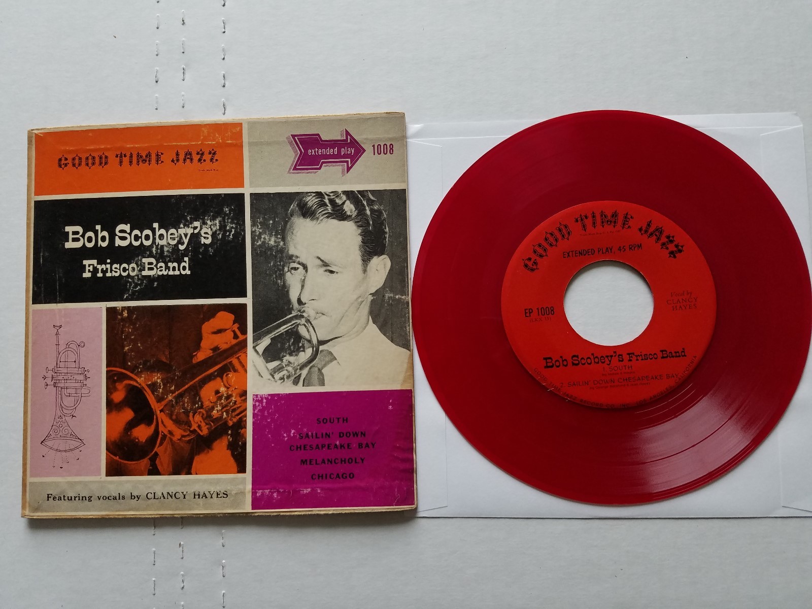 TURK MURPHY'S JAZZ BAND - Red Vinyl 1955 7" EP Dixieland Ragtime Louisina Jazz 