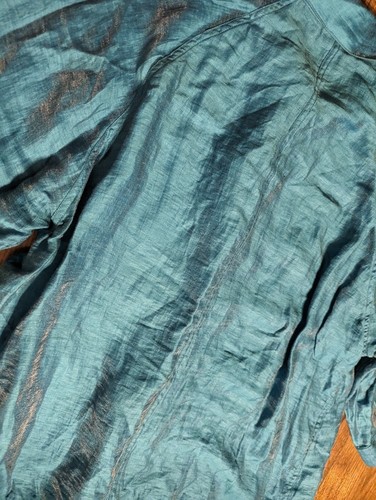 Peter Nygard Linen Blend Turquoise Womens Button Down Shirt Long Sleeve Size 16 - Picture 15 of 15