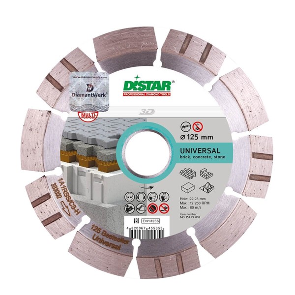 Diamant Trennscheibe Beton Pflaster Ziegel 125 Mm Universal Wechsel Segment-image