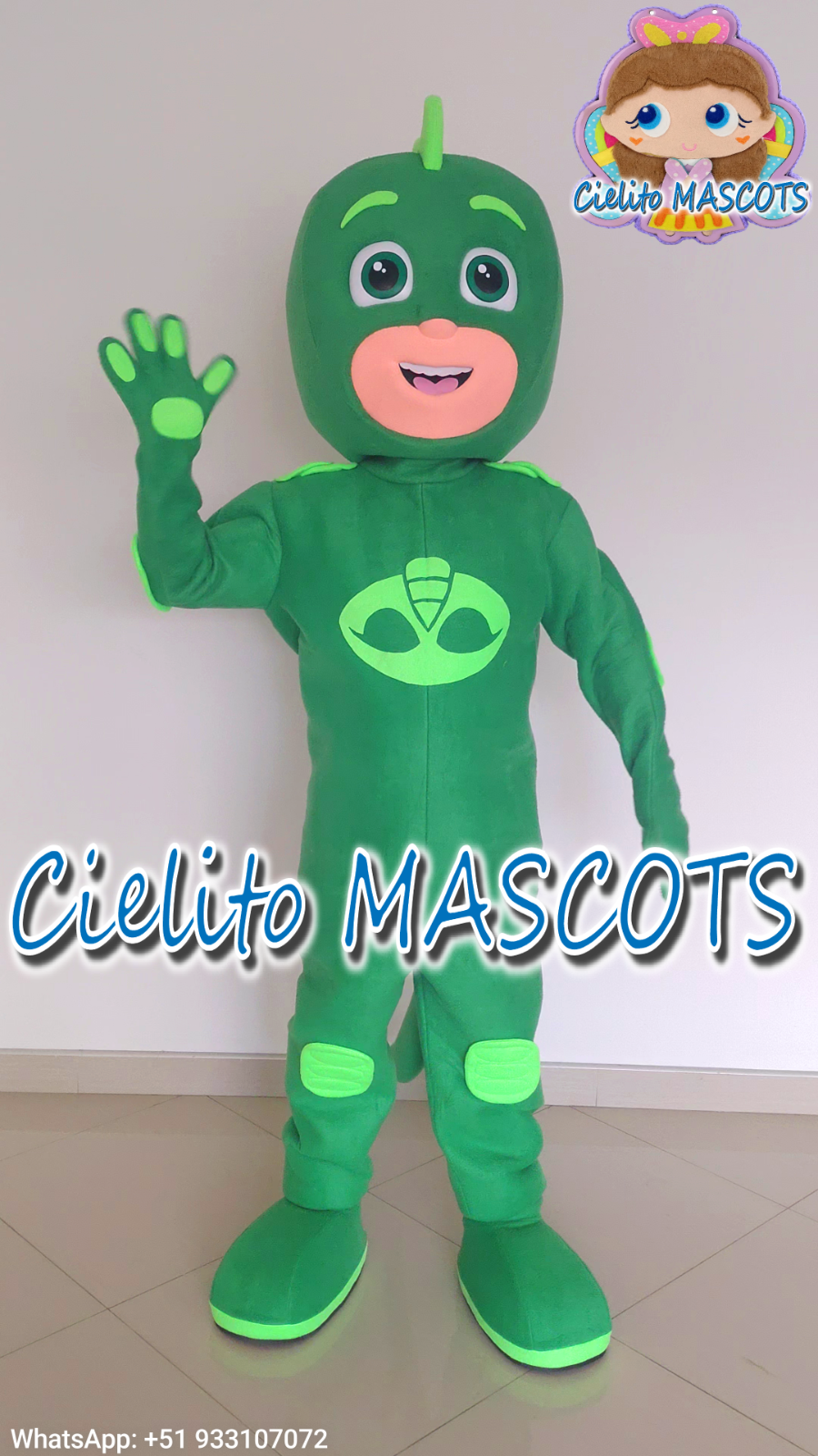 PJ Masks Gekko Mascot Costume mascotte cosplay halloween cartoon Cielito MASCOTS