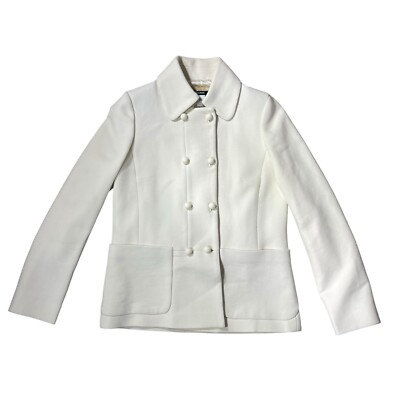 J. Crew Double-Breasted Creamy White Wool Crepe Coat Women s Size 6 NWT