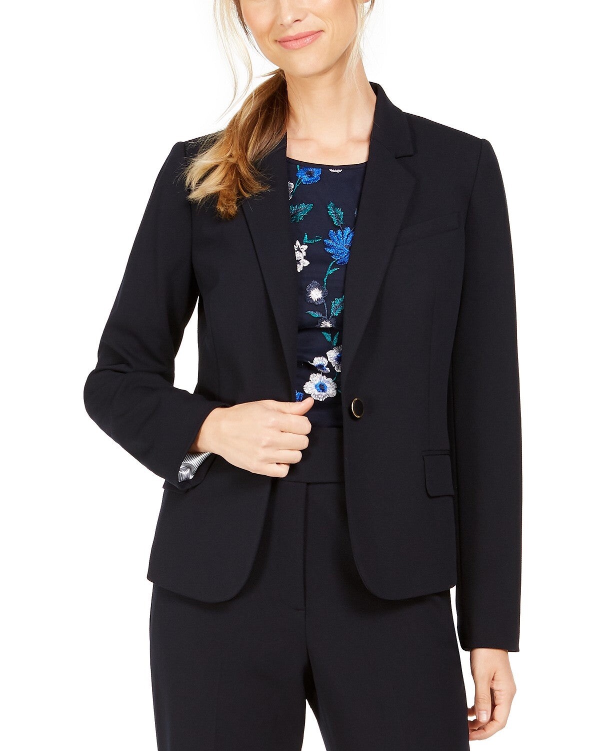 NAVY BLUE CAREER BLAZER PANTS SUIT SET 