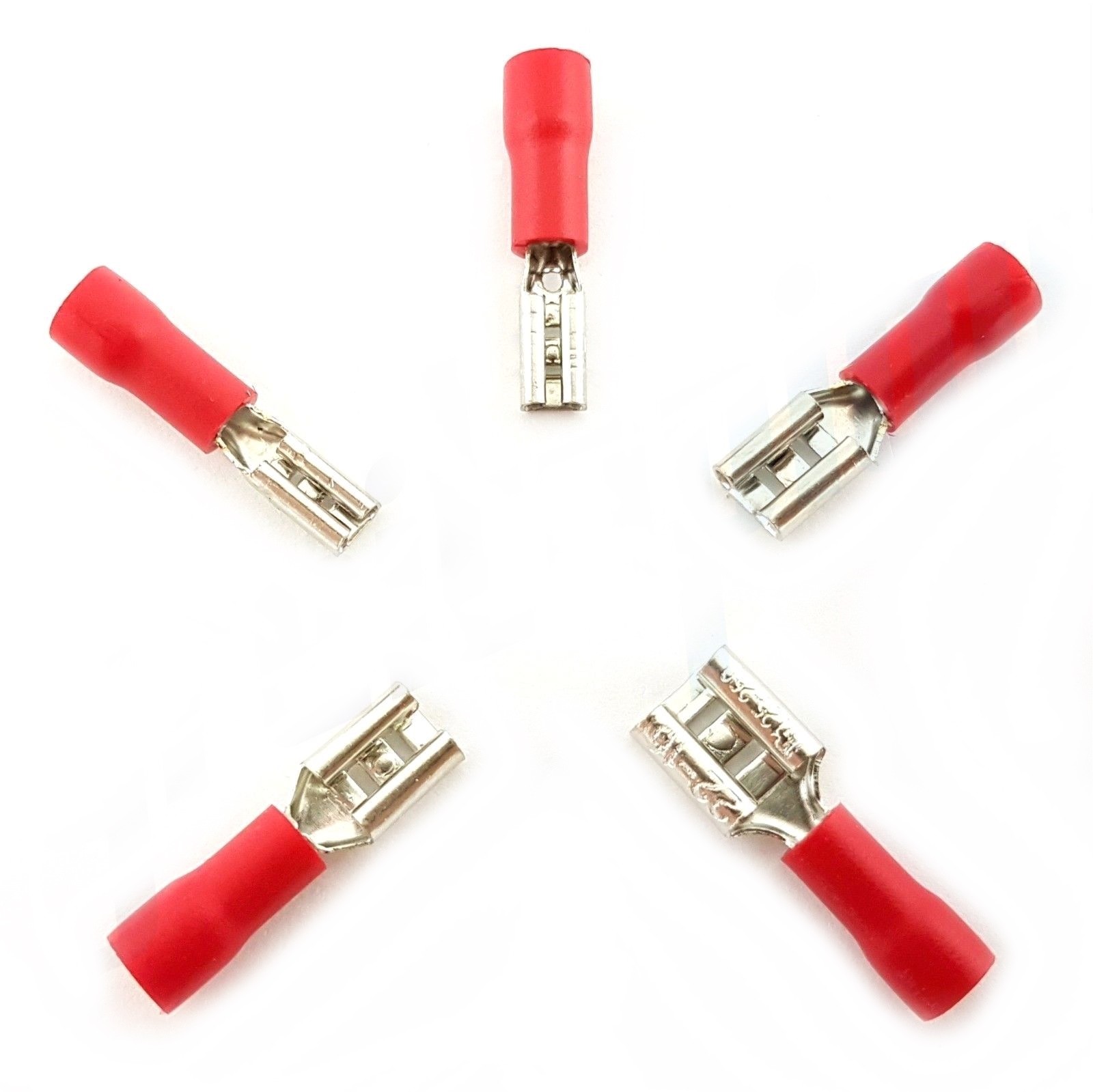 Red Insulated Female Spade Terminals Crimps Electrical Wire Connectors