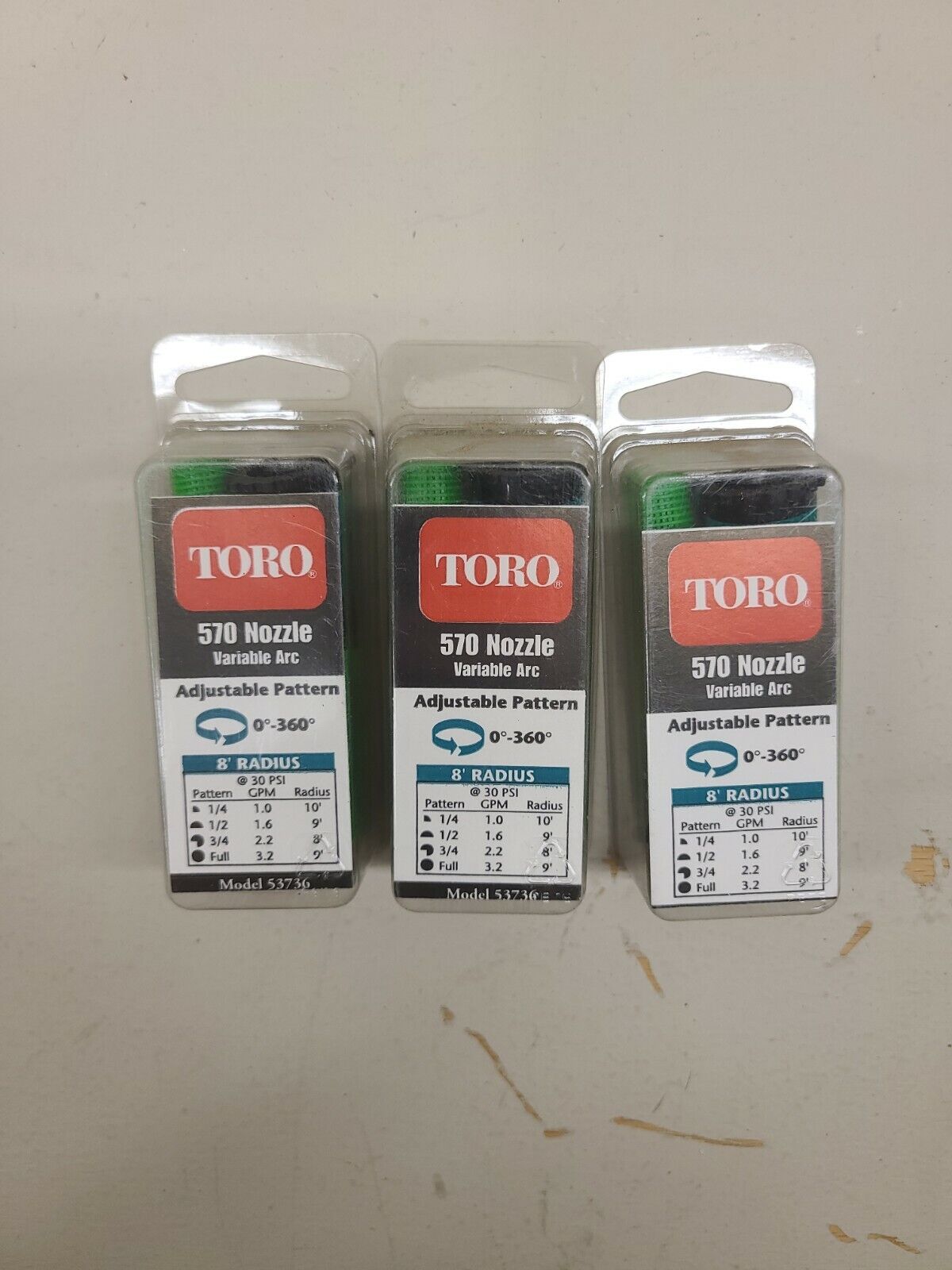 (Set of 3pks)Toro 53736 570 Adjustable Nozzle, 8'