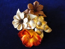 Millinery Flower Collection Brown Beige Orange w/Velvet 3" Czech H4211