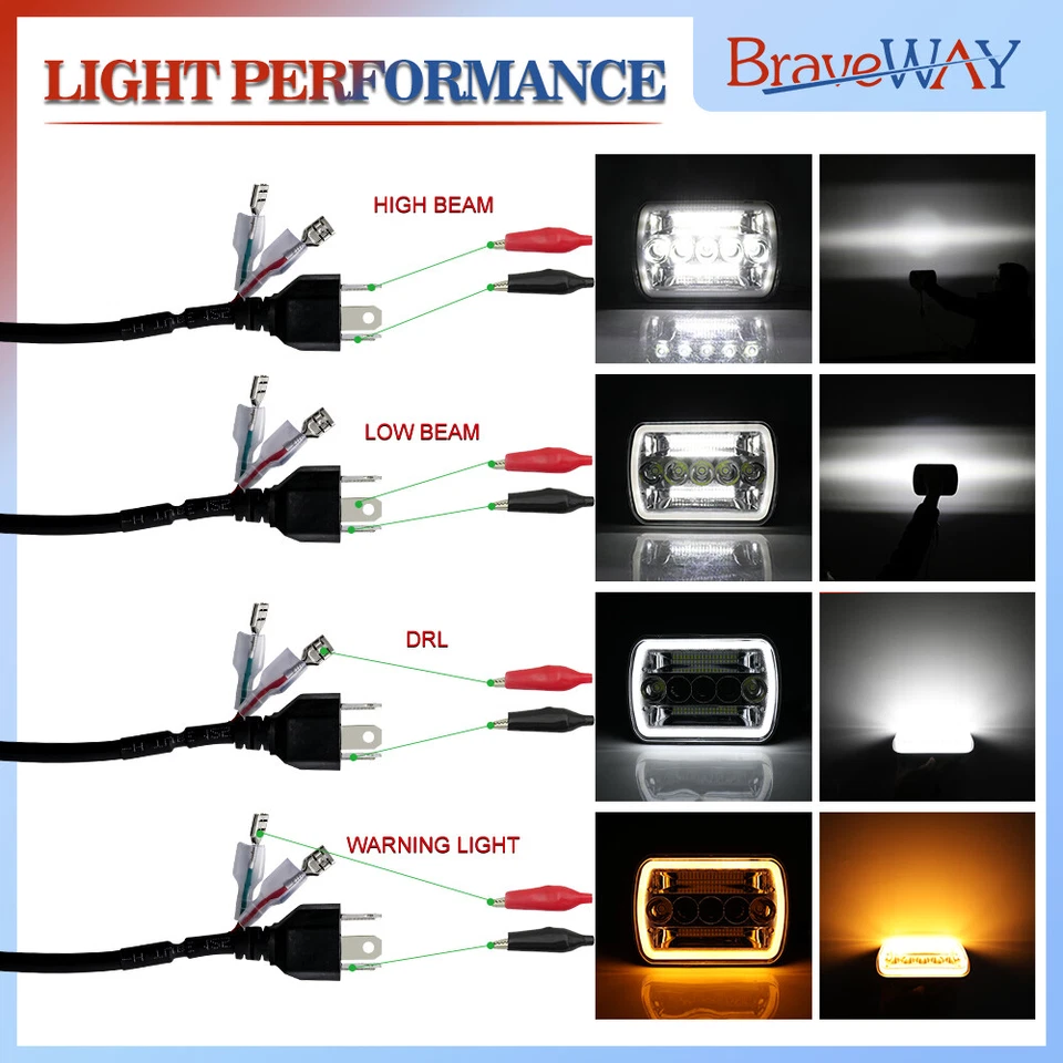 Par de faros LED 7x6" haz alto/bajo DRL para Ford F-150 F-250 F-350 1978-1986 Foto 2 de 4